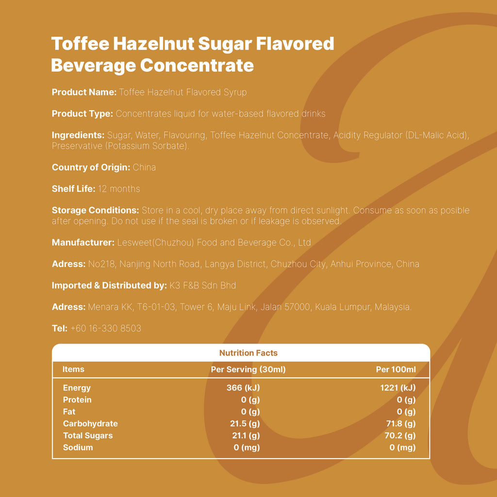 Amato Toffee Hazelnut Flavored Syrup